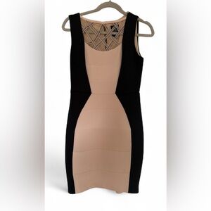 Jax Black and Pink Sleeveless Midi Cocktail Dress Sz4 Party Evening